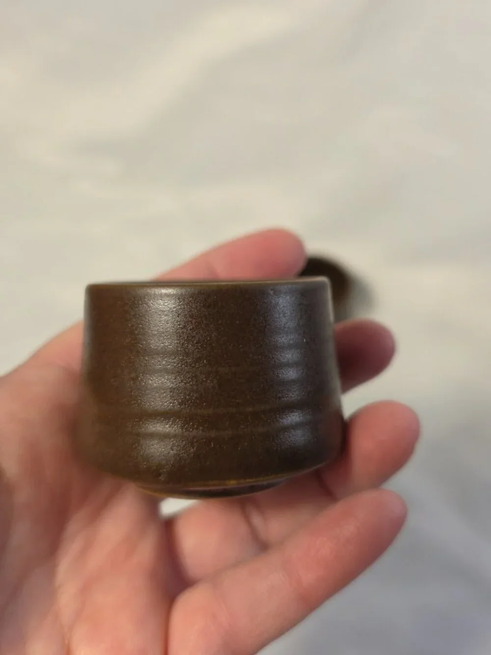 TWO Denby Langley Mayflower Egg Cups Brown 1.5 Inches Tall